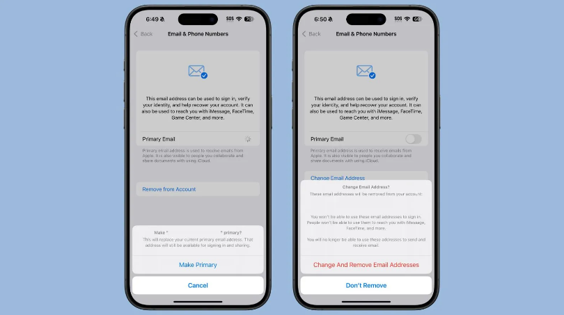高安苹果手机维修分享苹果 iOS 18.1 支持设置“主要”邮箱地址并更改 iCloud 邮箱 